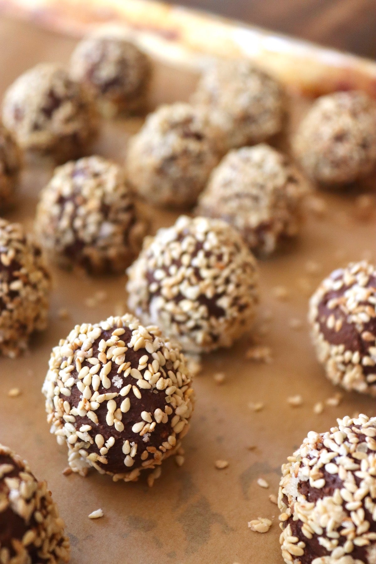 Halva truffles (1 dozen ) dark chocolate with sesame