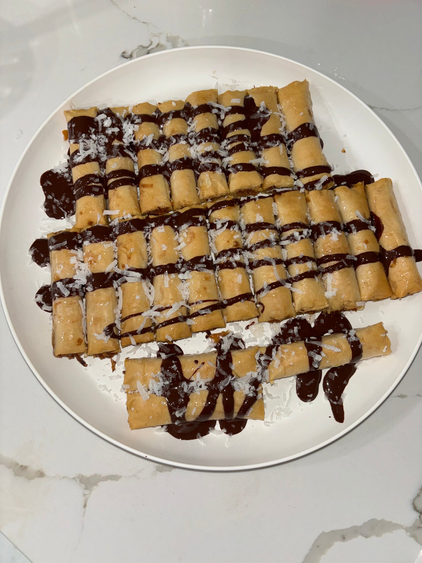 Chocolate coconut baklava rollups ( 1 dozen)